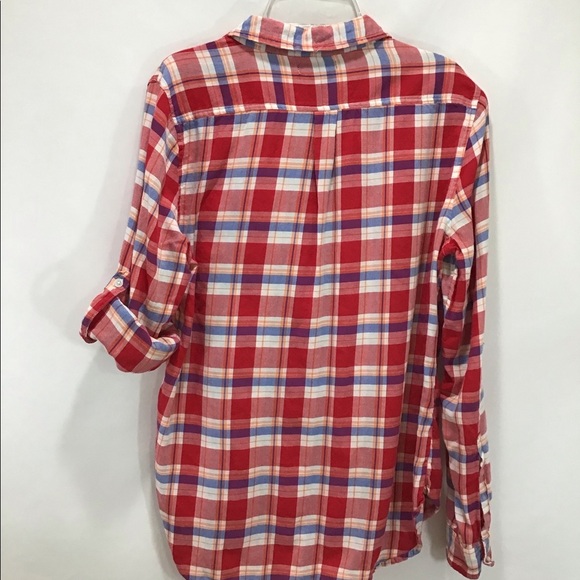 GAP Red Plaid Boyfriend Fit Flannel Shirt - Picture 2 of 6